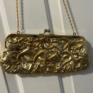 Gold purse with rhinestones